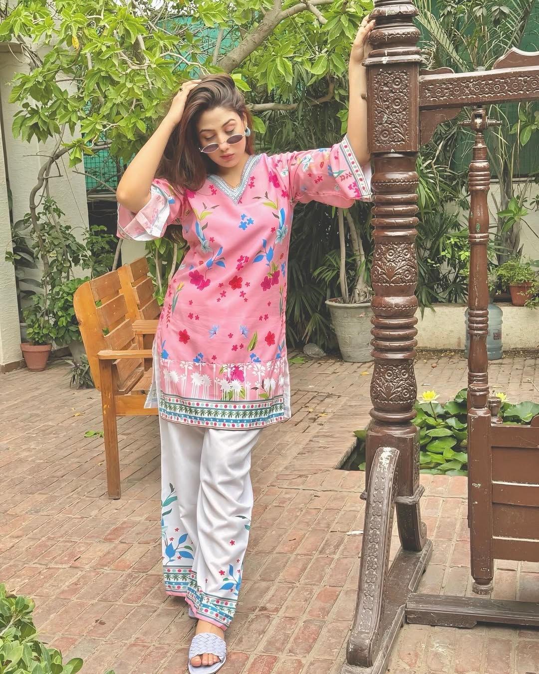 Pink Floral 2 Pc– Digital Printed