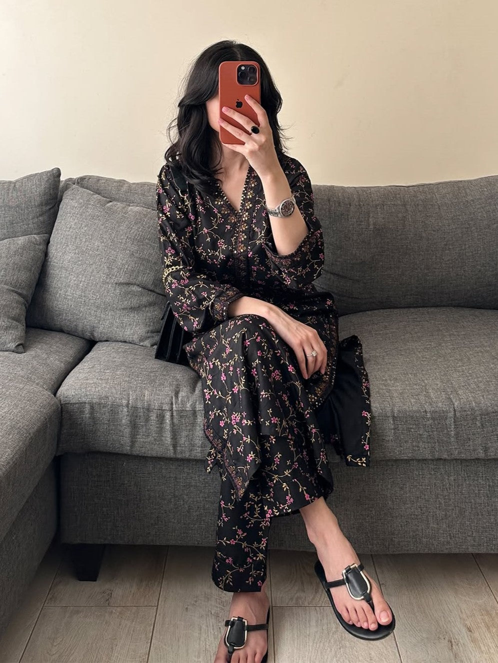 Midnight Blossom 2 Pc– Digital Printed