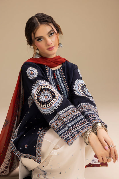 Sapphire Delight - 3 Pc's Embroidered