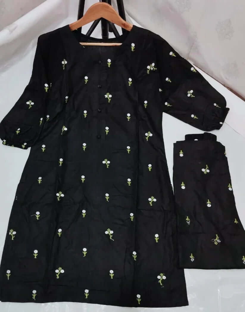 Floral 2PC Summer Embroidered Dress