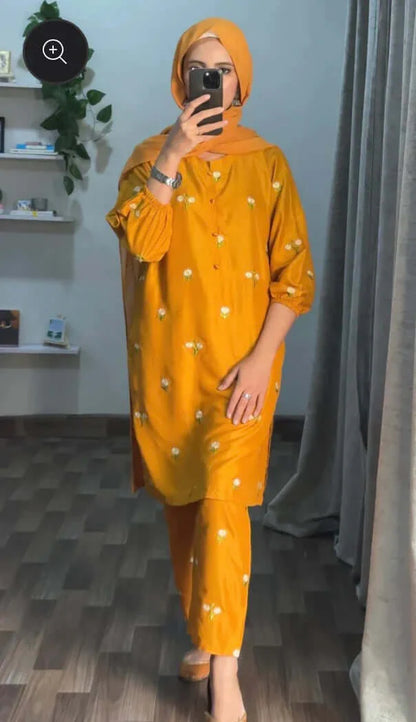 Floral 2PC Summer Embroidered Dress