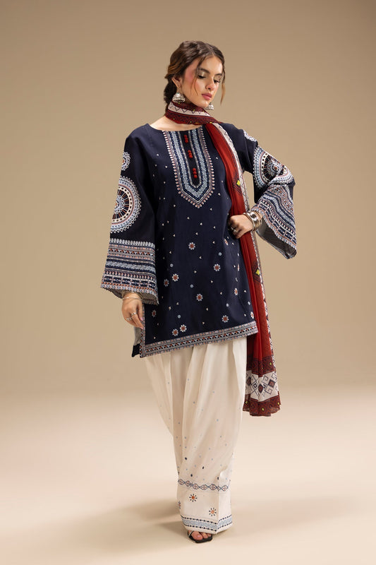 Sapphire Delight - 3 Pc's Embroidered