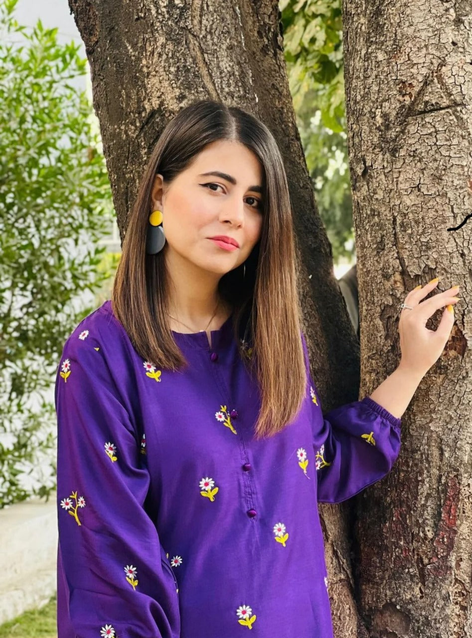 Floral 2PC Summer Embroidered Dress