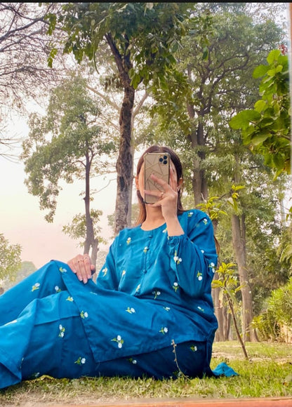 Floral 2PC Summer Embroidered Dress