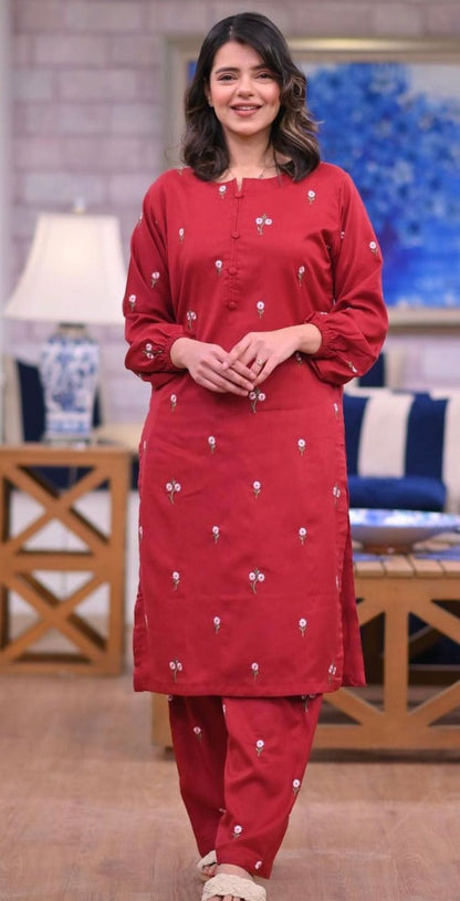 Floral 2PC Summer Embroidered Dress