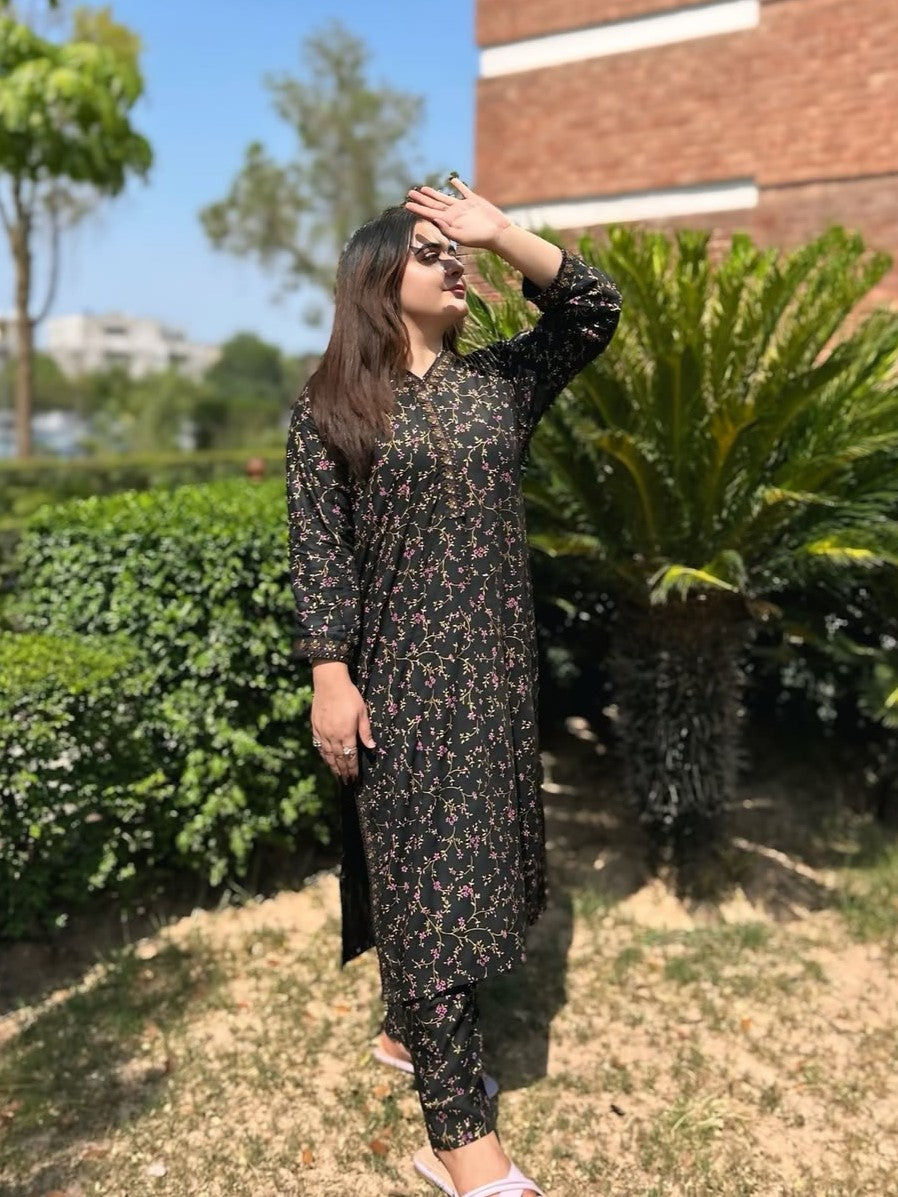 Midnight Blossom 2 Pc– Digital Printed