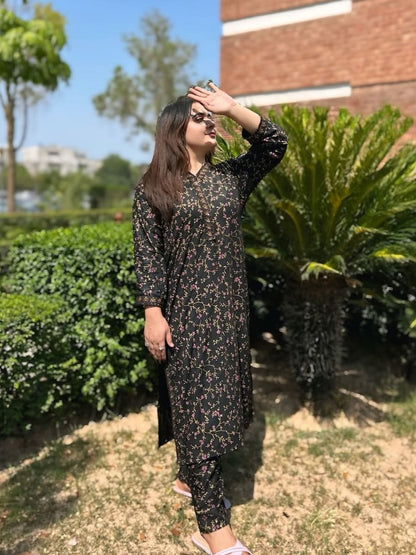 Midnight Blossom 2 Pc– Digital Printed