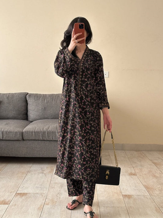 Midnight Blossom 2 Pc– Digital Printed