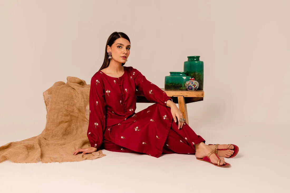 Floral 2PC Summer Embroidered Dress